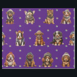 Adorable Puppies 1 Christmas Holiday on Purple Wrapping Paper<br><div class="desc">Cute puppies on holiday wrapping paper will entertain and delight anyone you gift it to! Adorable, quality wrapping paper will be your favorite. Look for all our holiday puppy products in our Happy Holidays, Dog Breed Ornaments, and Holiday Wraps and Accessories Collections. Plus, any animal-themed products sold from the Paws...</div>