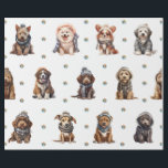 Adorable Puppies 6 Christmas Holiday on White Wrapping Paper<br><div class="desc">Cute puppies on holiday wrapping paper will entertain and delight anyone you gift it to! Adorable, quality wrapping paper will be your favorite. Look for all our holiday puppy products in our Happy Holidays, Dog Breed Ornaments, and Holiday Wraps and Accessories Collections. Plus, any animal-themed products sold from the Paws...</div>