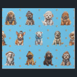 Adorable Puppies 7 Christmas Holiday on Blue Wrapping Paper<br><div class="desc">Cute puppies on holiday wrapping paper will entertain and delight anyone you gift it to! Adorable, quality wrapping paper will be your favorite. Look for all our holiday puppy products in our Happy Holidays, Dog Breed Ornaments, and Holiday Wraps and Accessories Collections. Plus, any animal-themed products sold from the Paws...</div>