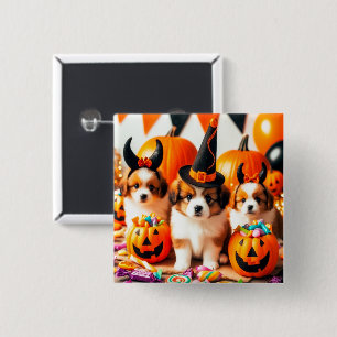Adorable puppies halloween button
