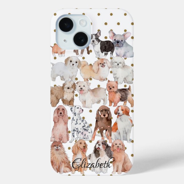 Adorable Puppies Polka Dots-Personalized Case-Mate iPhone Case (Back)