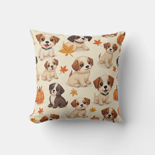 Adorable Puppies Thanksgiving Pillow