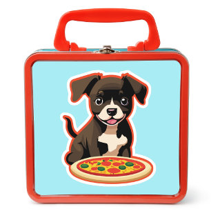 Adorable Puppy and a Pizza Sticker