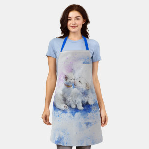 Adorable Puppy and Kitten Kiss Paint Splatter Apron