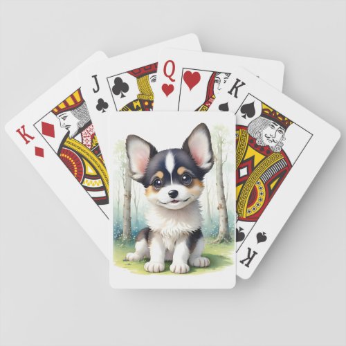 Adorable Puppy Big Ears Brown and White Playing Cards
