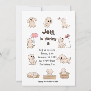 Adorable Puppy Birthday Party, Personalizable Invitation
