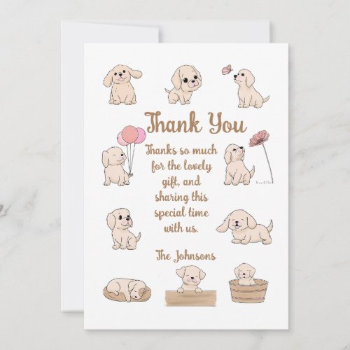 Adorable Puppy Birthday Party Thank You Card