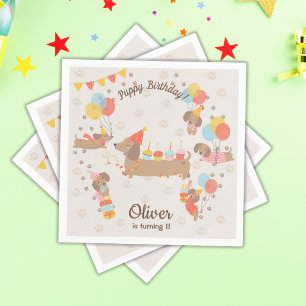 Adorable Puppy Birthday Pawty  Napkins
