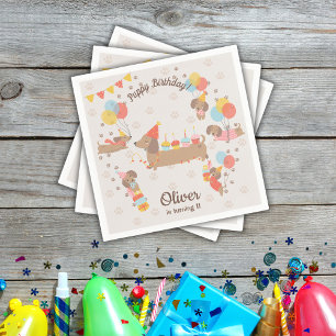 Adorable Puppy Birthday Pawty Napkins