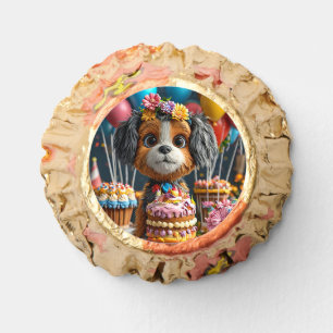 Adorable Puppy Celebrating Birthday Reese's Peanut Butter Cups