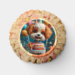 Adorable Puppy Celebrating Birthday Reese's Peanut Butter Cups