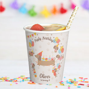 Adorable  Puppy Dog Birthday Pawty  Paper Cups