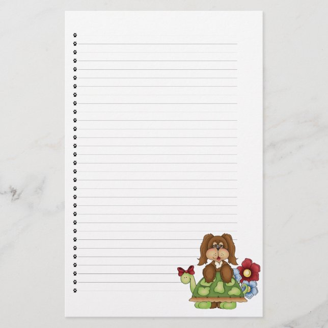 Adorable Puppy Dog Lined Stationery (Front)
