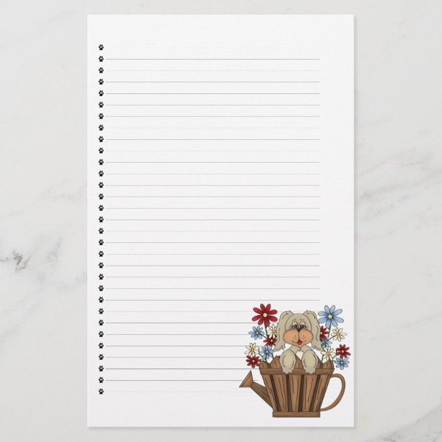 Adorable Puppy Dog Lined Stationery (Front)