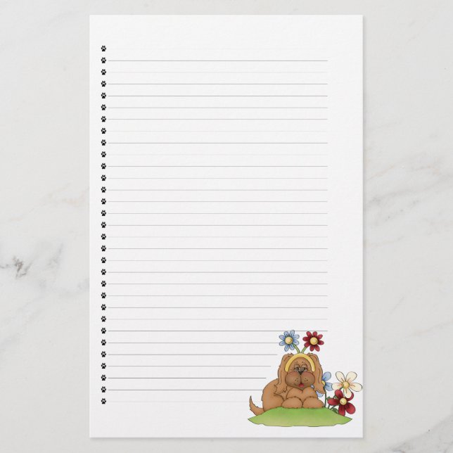 Adorable Puppy Dog Lined Stationery (Front)