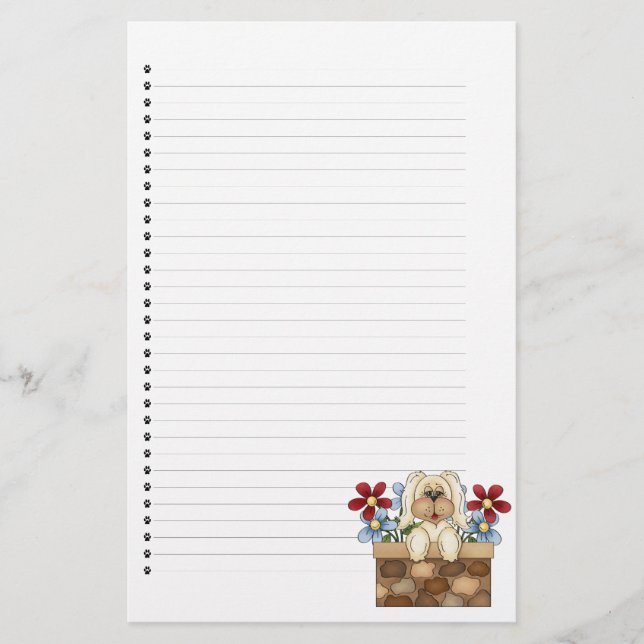 Adorable Puppy Dog Lined Stationery (Front)