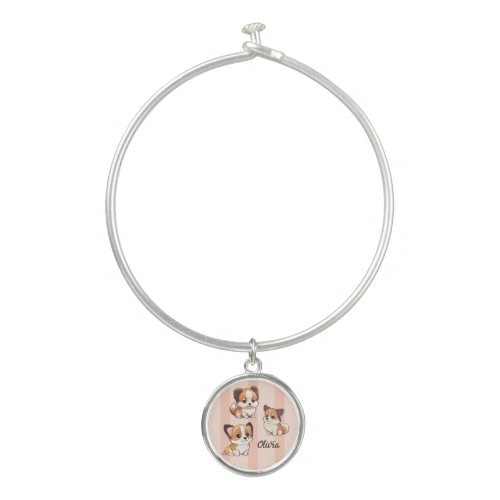 Adorable puppy dogs bangle bracelet