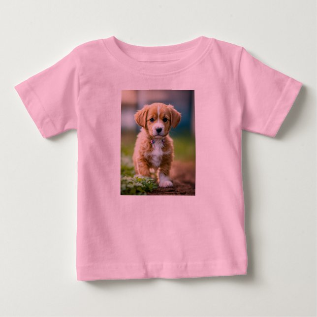 "Adorable Puppy Full of Joy" Baby T-Shirt (Front)