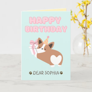 Adorable Puppy in a Hat Happy Birthday Pastel   Ca Card