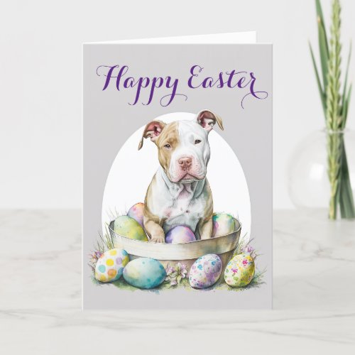 Adorable Puppy in an Easter Basket Holiday Card