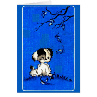 adorable puppy in autumn cards