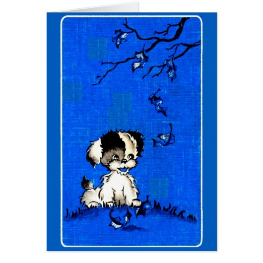 adorable puppy in autumn cards (Front)