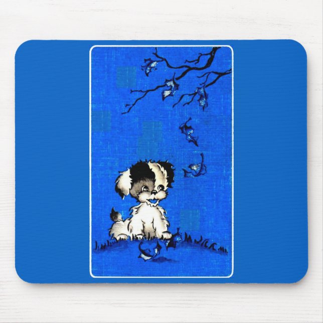 adorable puppy in autumn mouse pad (Front)