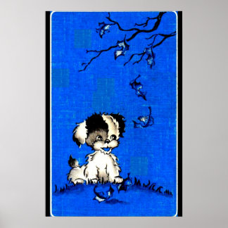 adorable puppy in autumn poster