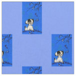 adorable puppy in autumn print fabric