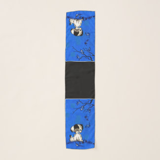 adorable puppy in autumn print scarf