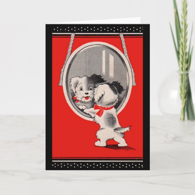 adorable puppy in the mirror card (Front)