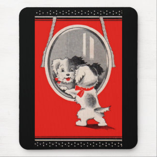 adorable puppy in the mirror mouse pad