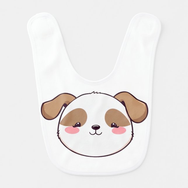 Adorable Puppy Kawaii Art Baby Bib (Front)
