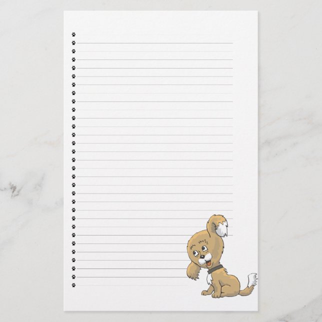 Adorable Puppy Lined Stationery (Front)