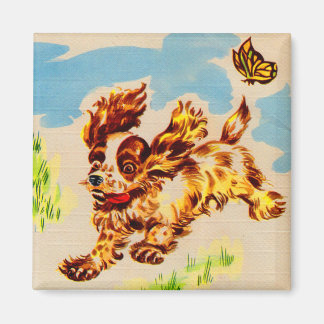 adorable puppy on the run magnet