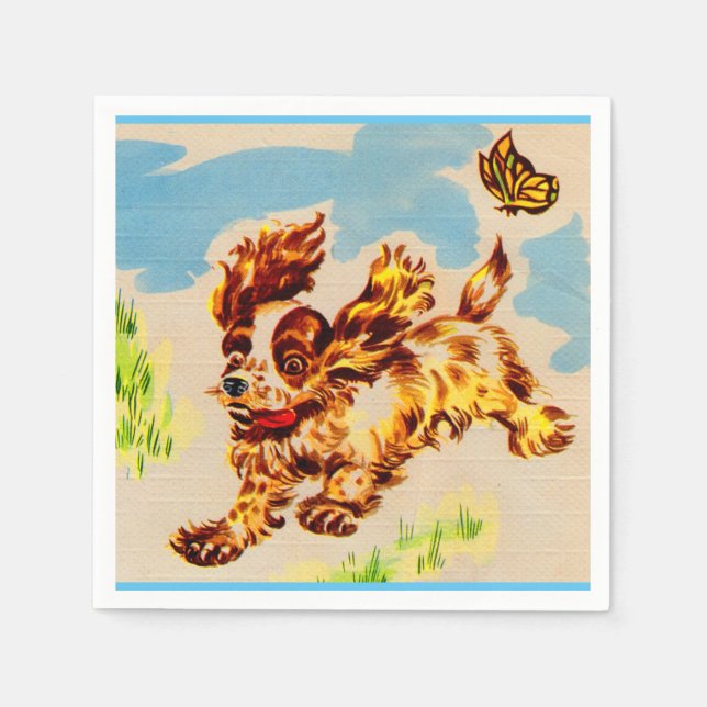 adorable puppy on the run paper napkins (Front)