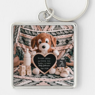 Adorable puppy plushy pregnancy announcement keychain