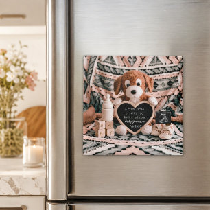 Adorable puppy plushy pregnancy announcement magnet