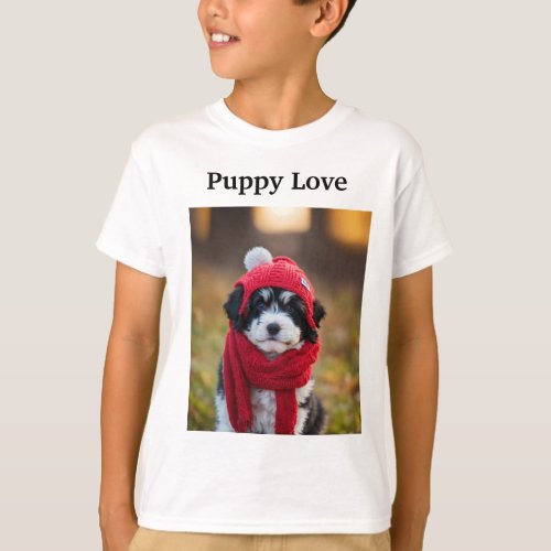 Adorable Puppy Print Kids T_Shirt