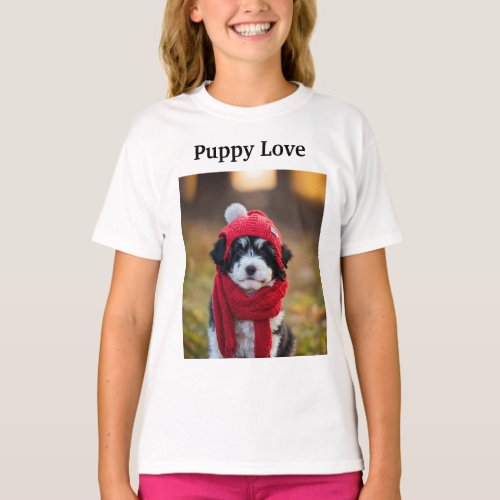 Adorable Puppy Print Kids T_Shirt