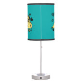 Adorable Puppy Pug on teal with hearts Table Lamp (Back)