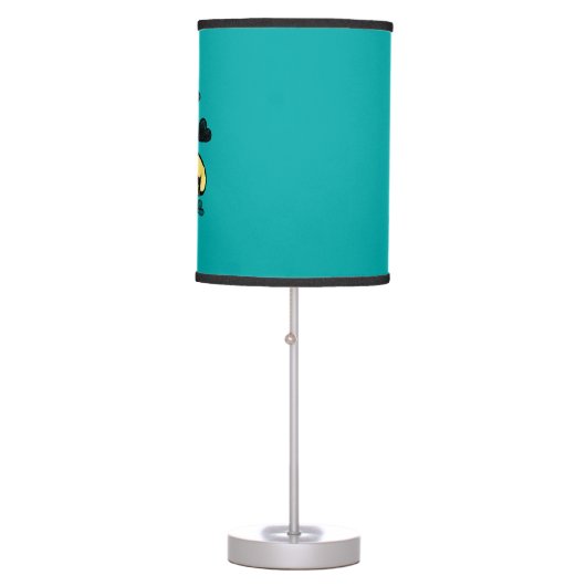 Adorable Puppy Pug on teal with hearts Table Lamp (Front)