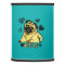 Adorable Puppy Pug on teal with hearts