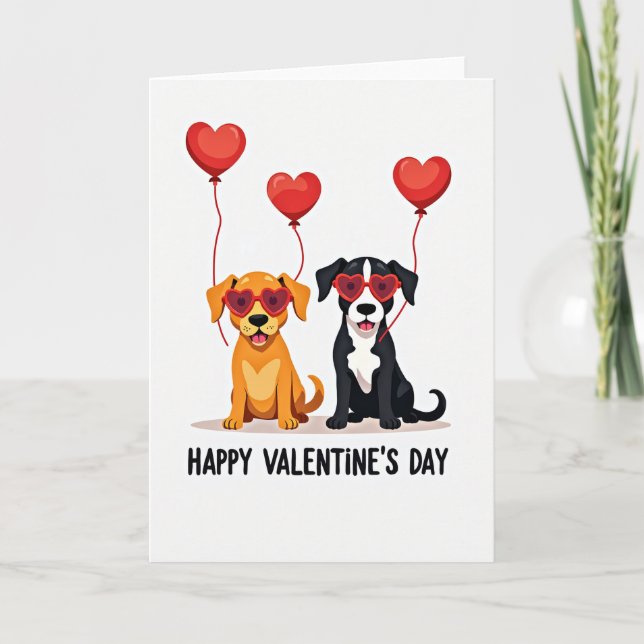 Adorable Puppy Valentines Day Card (Front)
