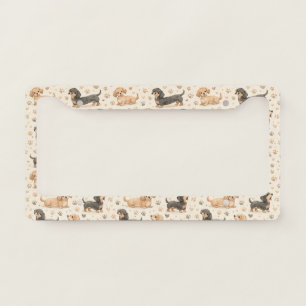 Adorable Puppy Watercolor Pattern (1) License Plate Frame