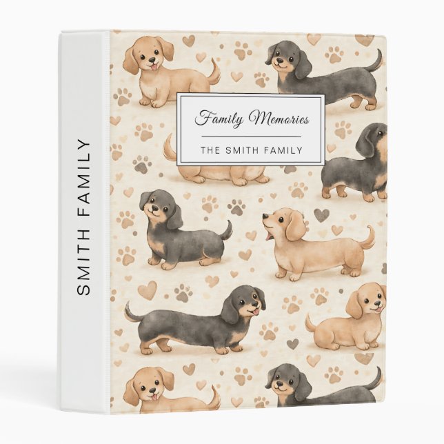 Adorable Puppy Watercolor Pattern (1) Mini Binder (Front/Spine)