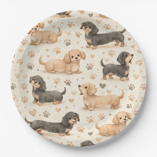 Adorable Puppy Watercolor Pattern (1) Paper Plates