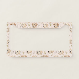 Adorable Puppy Watercolor Pattern (2) License Plate Frame