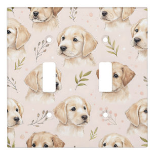 Adorable Puppy Watercolor Pattern (2) Light Switch Cover