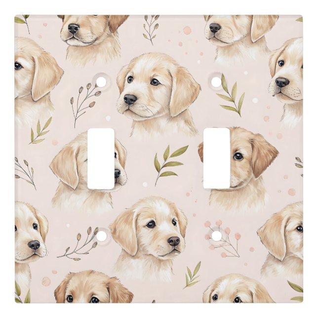 Adorable Puppy Watercolor Pattern (2) Light Switch Cover (Front)